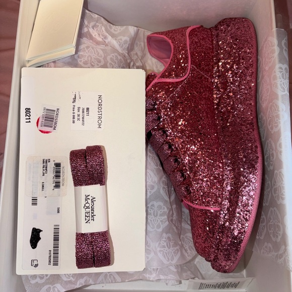 Alexander McQueen Glitter Women’s Sneakers in Printers Pink - 38.5 / 8.5 - Picture 8 of 10